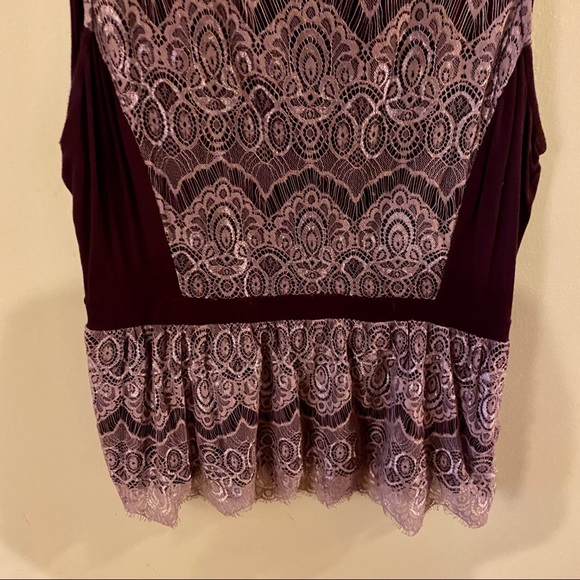 Ricki's Burgundy Lace Peplum Top - Picture 2 of 5